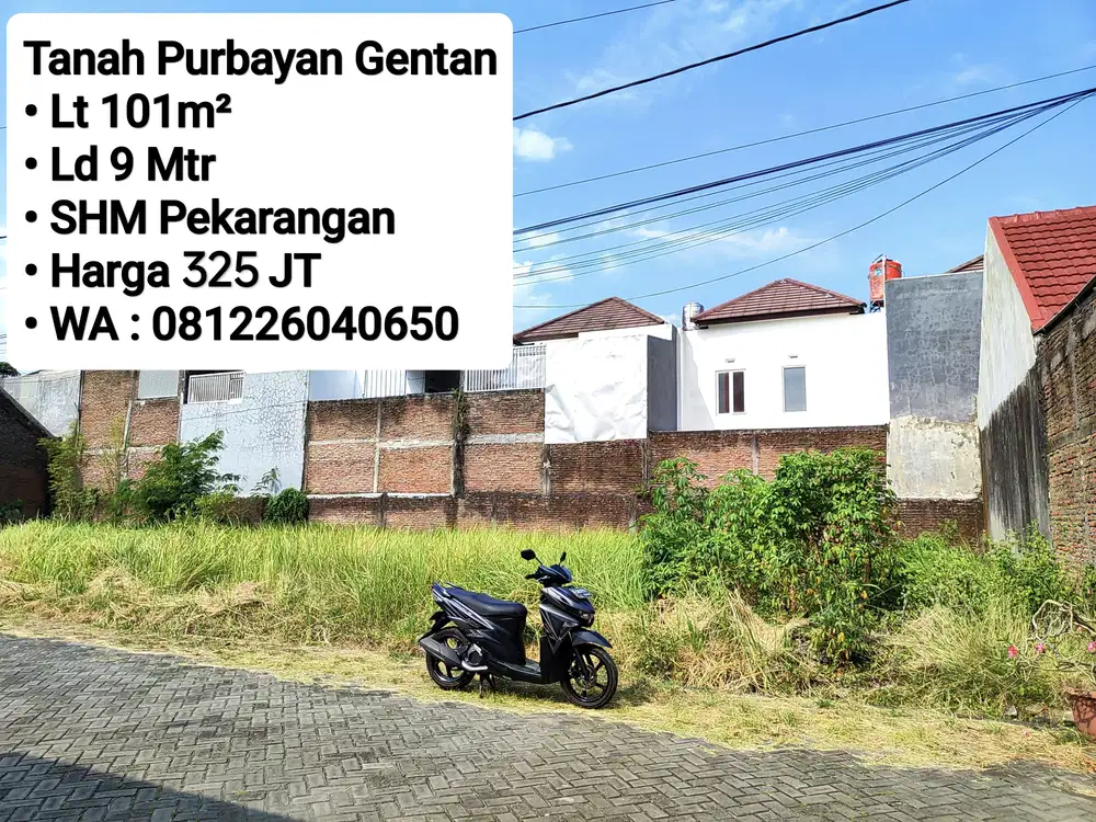 Jual Tanah Siap Bangun Area Purbayan Gentan Tinggal 5 Kavling