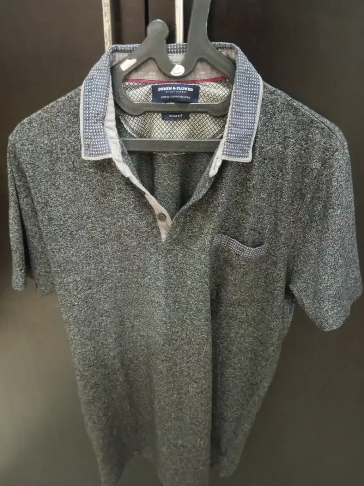 Polo abu denim & Flower size L