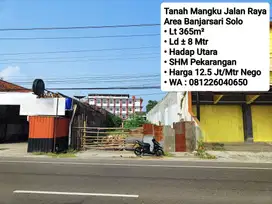 Jual Tanah Mangku Jalan Raya Area Dekat Manahan Banjarsari Solo