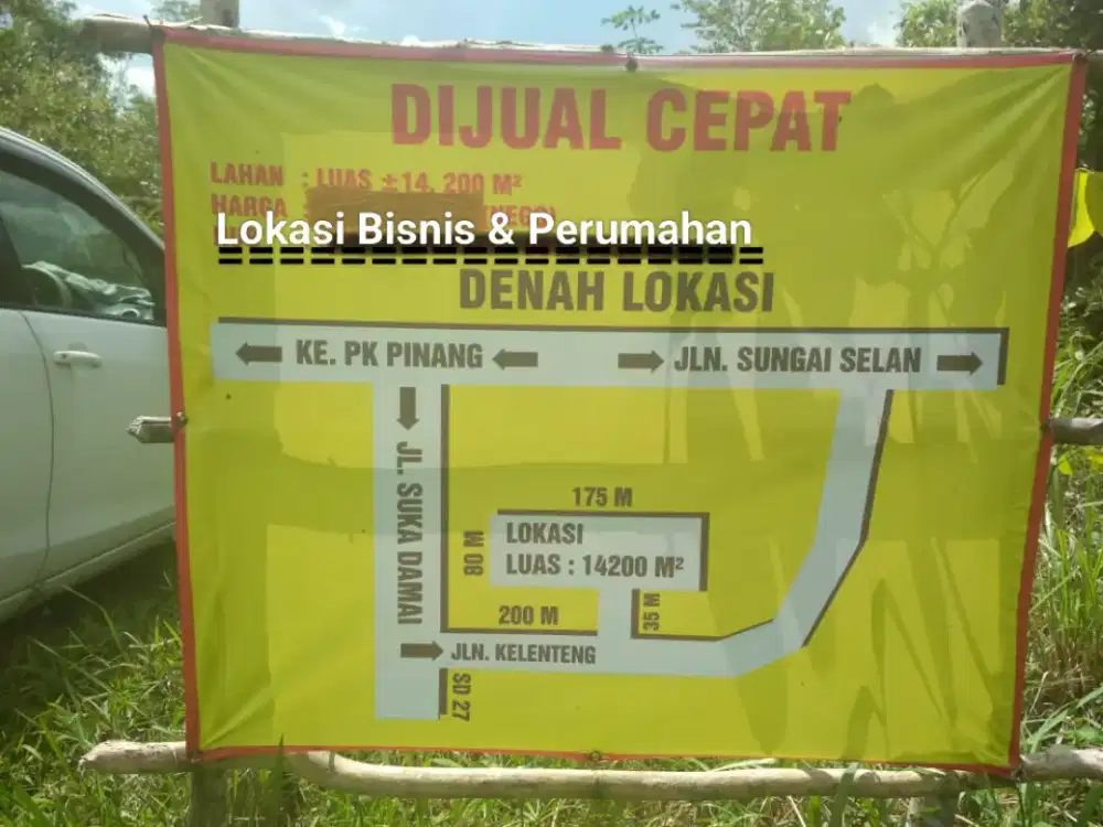 Dijual Cepat, Tanah Bisnis Lokasi pinggir Jl. Konghin-SMA St. Yosef
