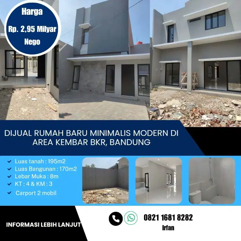 Dijual Cepat Rumah Baru Minimalis Modern di Area Kembar BKR Bandung