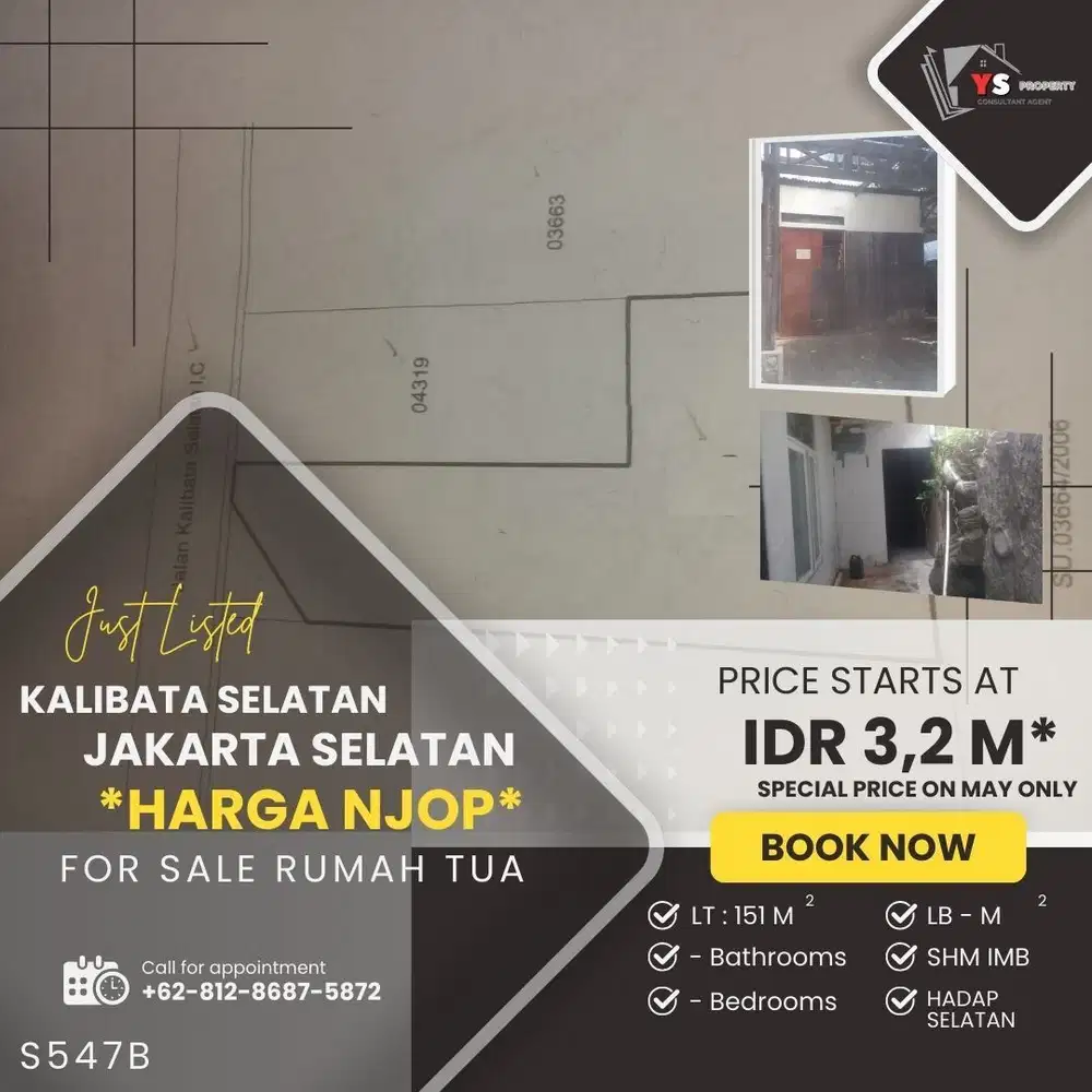 KALIBATA TIMUR JAKSEL RUMAH LAMA JUAL HARGA NJOP NEGO SAMPAI DEAL S547
