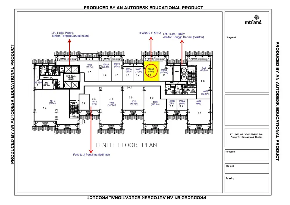 Sewa Kantor semi furnish Intiland Tower Surabaya pusat 7 Juta-An (48m)