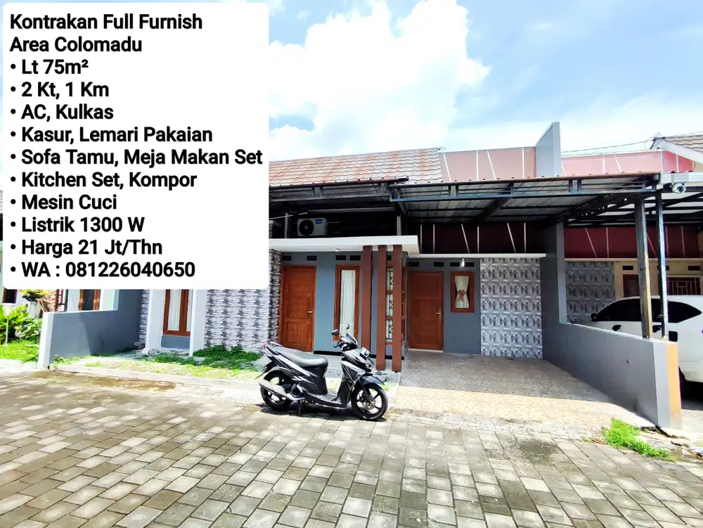 Sewa Rumah Full Furnish Area Colomadu, Dekat Pintu Tol, Sumber,Manahan