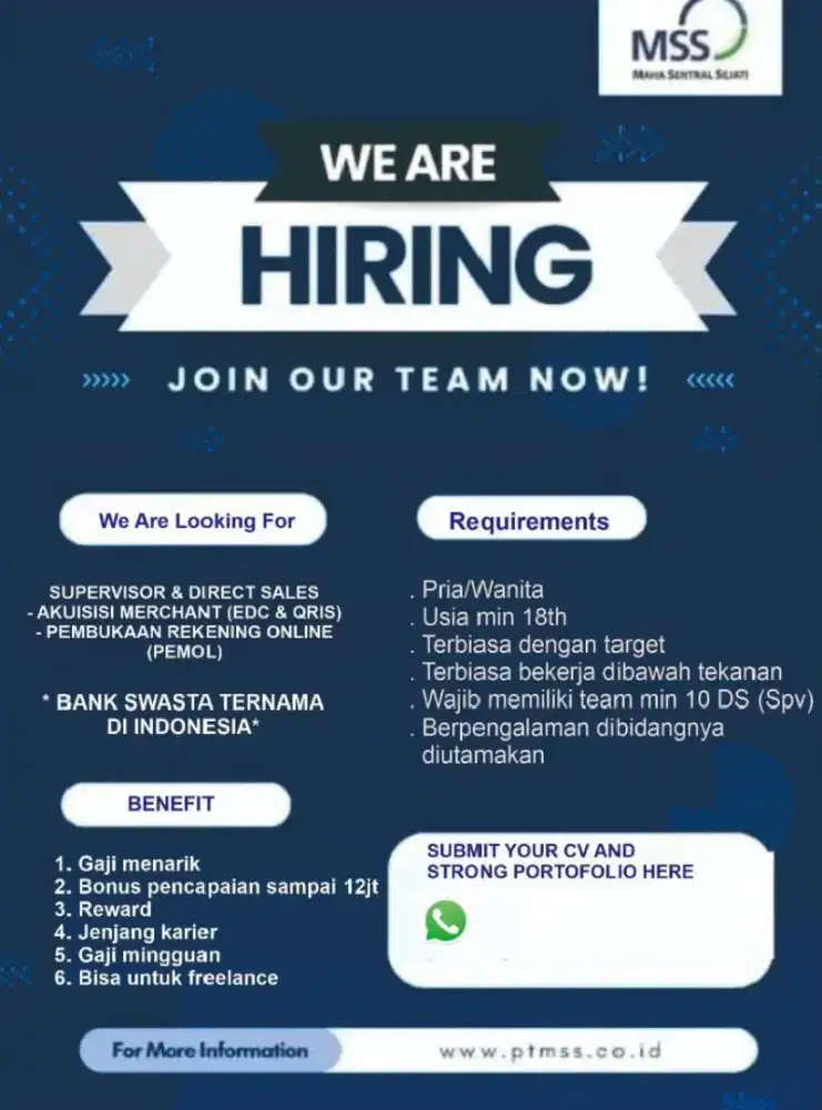 DIBUTUHKAN SEGERA!