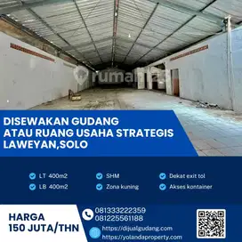 Disewa Cepat BU!,Gudang Super Strategis Lokasi Laweyan,Solo 400m2