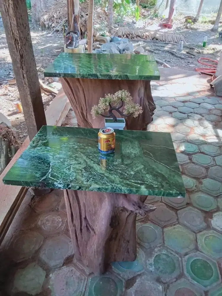 Meja giok aceh super dengan kaki damar yg unik