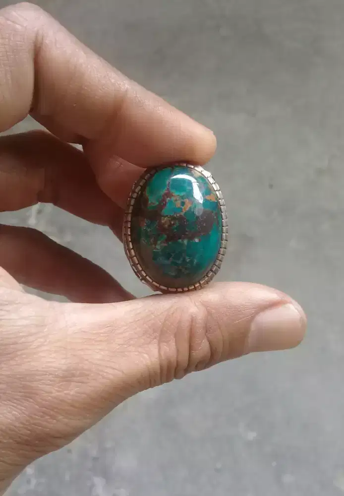 Pirus persia biru tua, ring perak