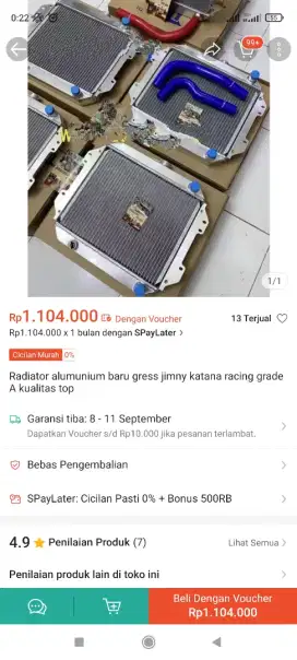 Radiator alumunium ex Suzuki jimny katana
