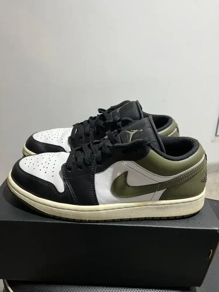 air jordan 1 low black toe olive