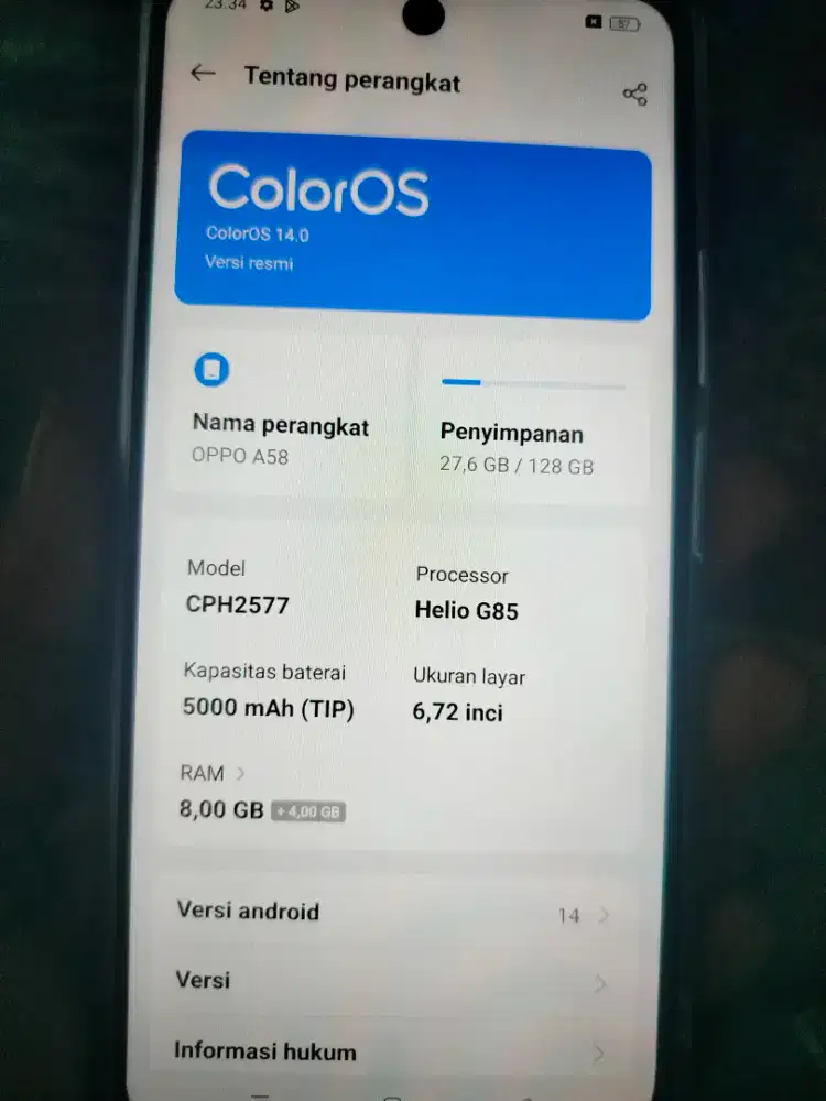 Oppo A58 Ram 8 + 4