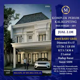 Rumah Baru Gress Bisa KPR Perum Kalikepiting Mulyorejo Surabaya Timur dkt Galaxy