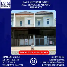 Rumah Jejer SHM Bebas Banjir Kutisari Indah Surabaya Timur dkt UBAYA Nginden MERR