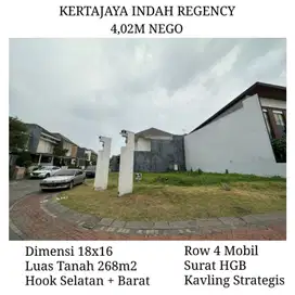 Tanah Kavling Hook Strategis Kertajaya Indah Regency dkt Dharmahusada Manyar Nego