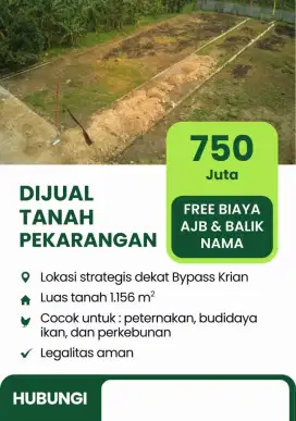 Tanah pekarangan murah krian Sidoarjo