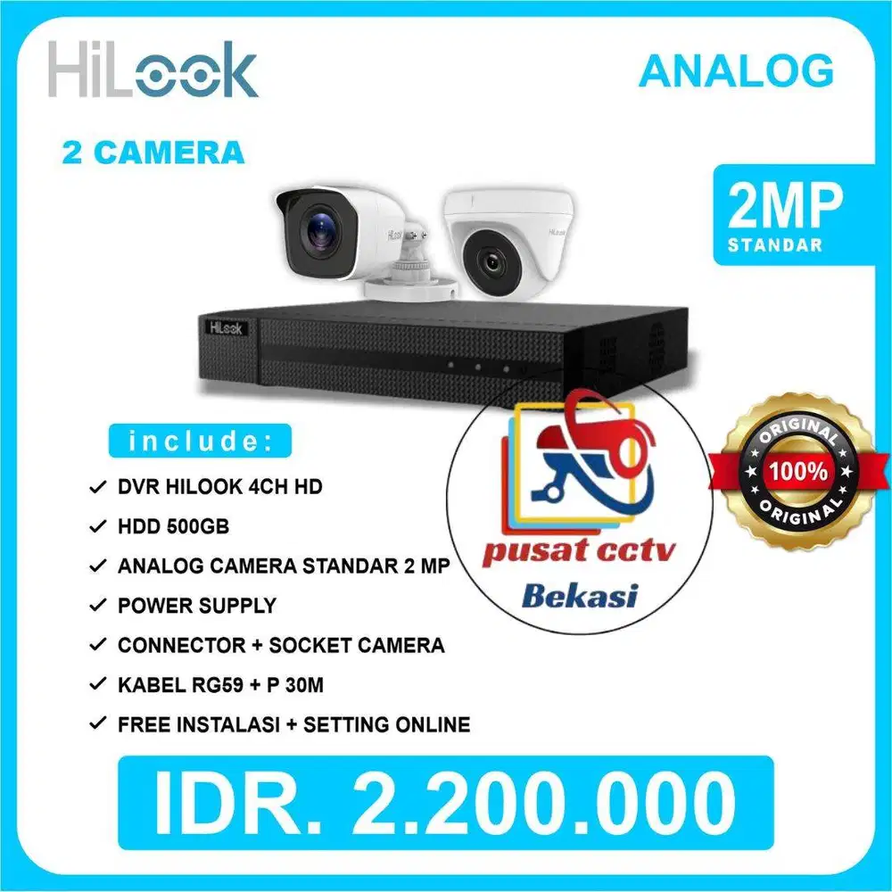 Paket CCTV HiLook 2 Kamera Bisa Pantau HP