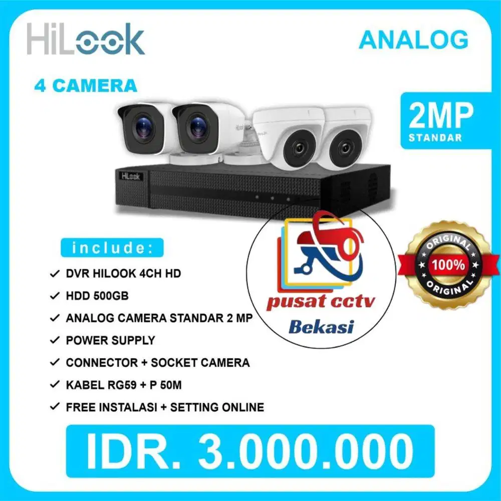 Jasa Pasang CCTV HiLook 4 Camera Harga Termurah + Garansi