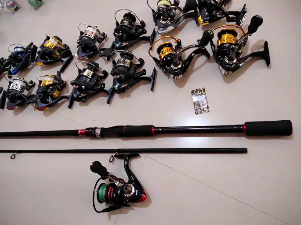 Joran pancing Murah carbon Hollow 2.40mter set reel bekas 2000