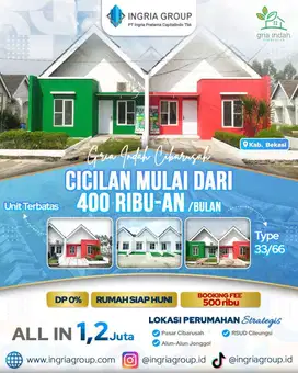 Rumah Murah 185 Jt Dkt Cibubur Booking 500rb Cicilan 400rb
