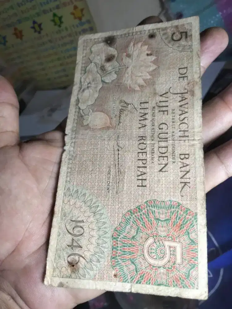 5 Gulden thn 1946 De Javasche Bank & Rp 1000,-  thn 1959( 2 lembar ).