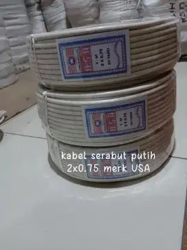 Kabel serabut putih 2x0.75 merk USA