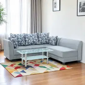 Sofa L Pedang Gratis Meja tamu kaca