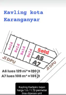 Tanah kavling murah dan strategis di Karanganyar kota