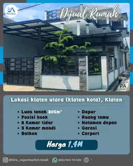 Rumah Posisi Hook di Klaten Kota