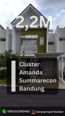 JUAL CEPAT RUMAH ASRI & TERAWAT DI CLUSTER AMANDA SUMMARECON BANDUNG