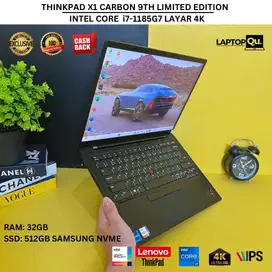 THINKPAD X1 CARBON 9TH I7-1185G7 RAM 32GB/SSD 512GB/BACKLITE/LAYAR 4K
