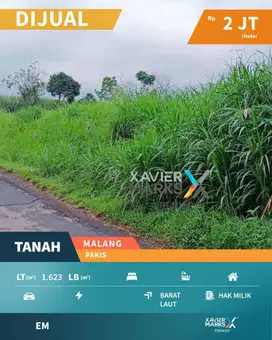 Dijual Tanah Kavling Dekat Kawasan Araya di Nol Jalan Pakis Malang