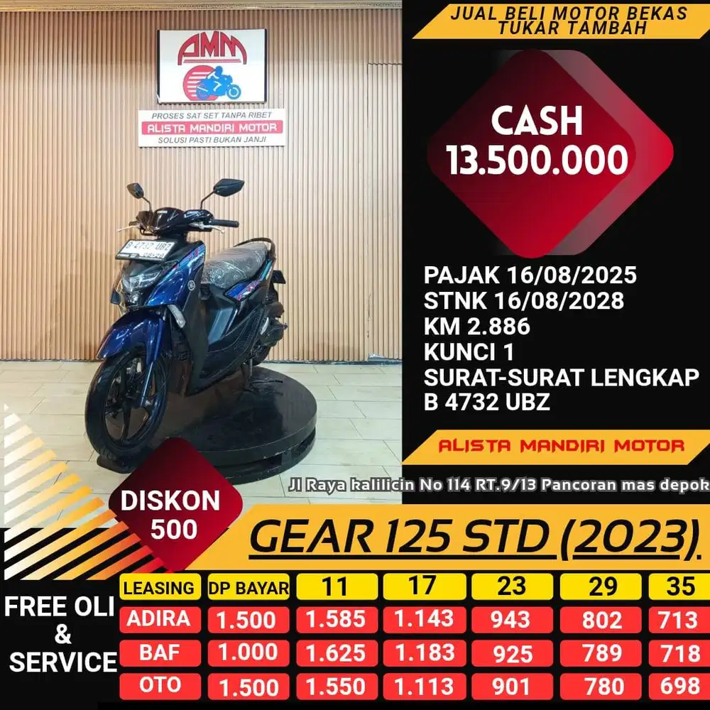 YAMAHA GEAR 125 STD TH 2023 BISA BAYAR VIA CC / PAYLATER