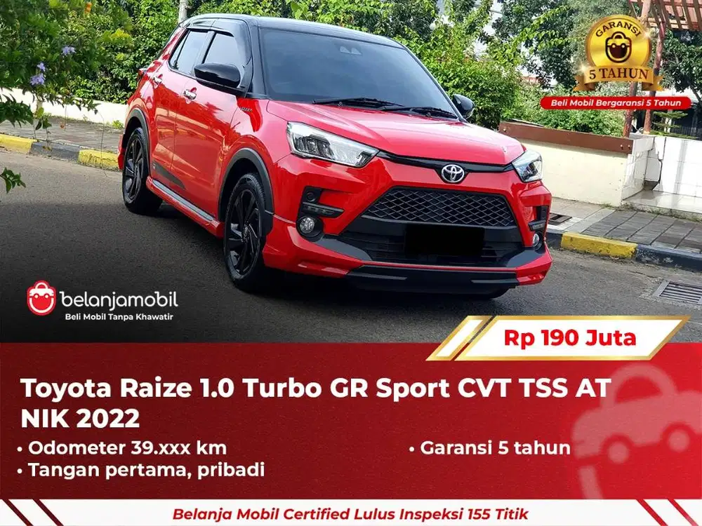 [ GARANSI 5TH ] Toyota Raize 1.0 Turbo GR Sport CVT TSS AT 2022/2023