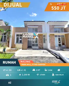 Rumah Jual Cepat Murah Minimalis di Park Hill Citragarden Malang