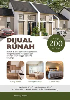 RUMAH MINIMALIS FREE KANOPI LOKASI SINGOSARI