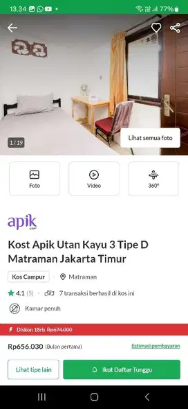 RUMAH KOST JUAL CEPET DI UTAN KAYU UTARA