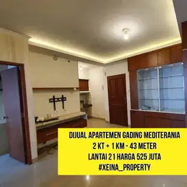 Dijual 2 Kamar Apartemen Gading Mediterania Furnish SHM