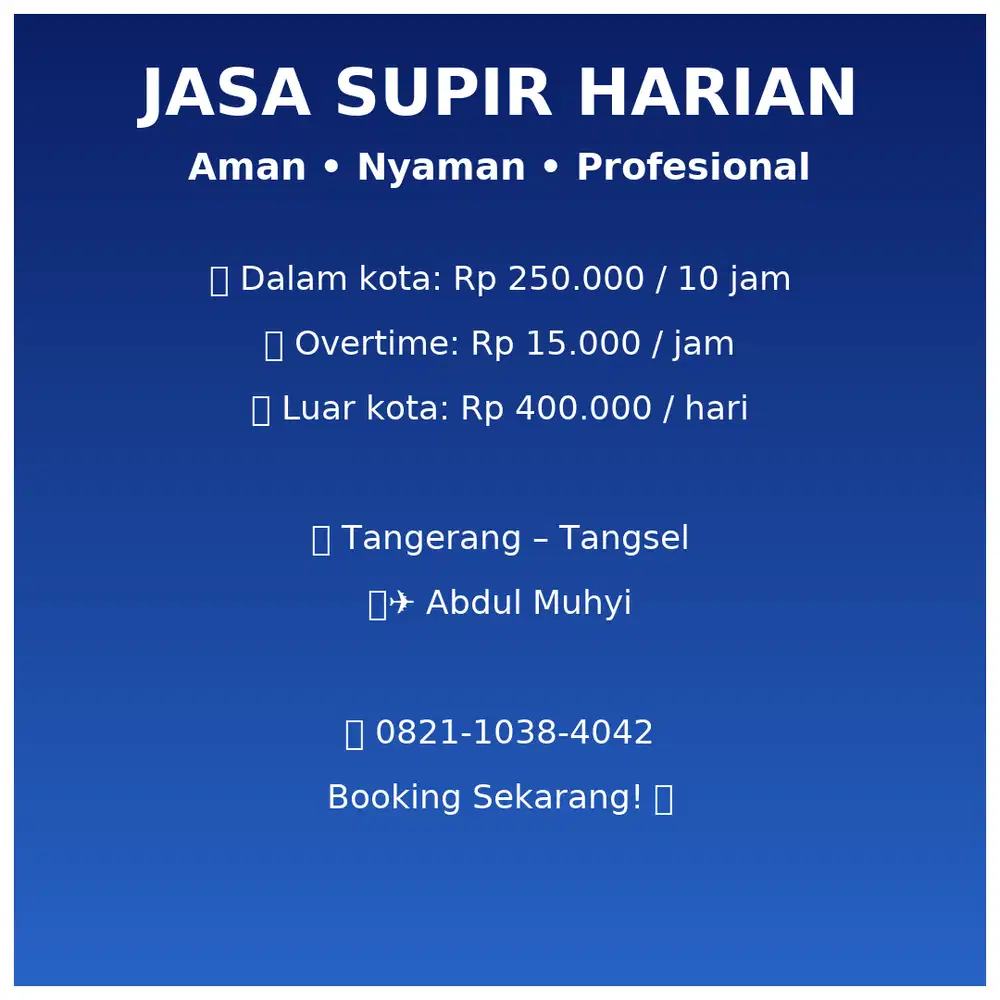 Jasa supir harian Sabtu atau minggu