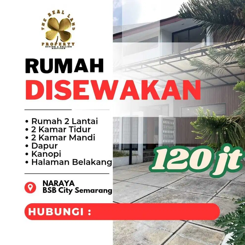DISEWAKAN RUMAH 2 LANTAI DI BSB CITY NARAYA, CLUSTER DEPAN DANAU
