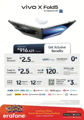 BANYAK PROMO CICILAN 0% DAN OPEN PO VIVO X FOLD5 + BENEFIT UP TO 3JT