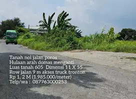 Tanah nol jalan poros hulaan arah domas row jalan 9 m