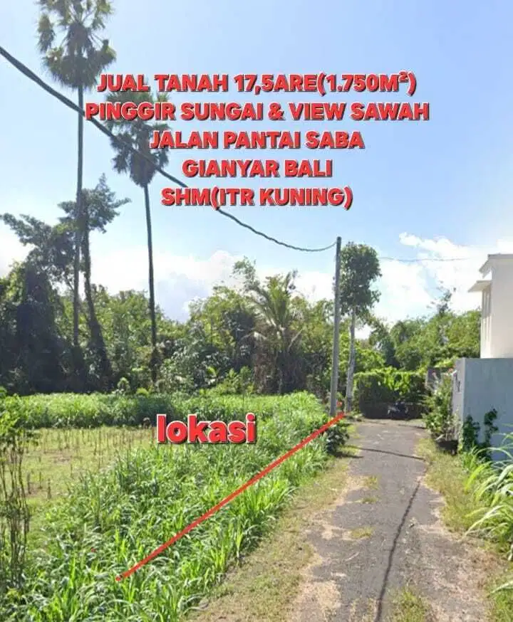 Jual tanah 17,5 are pantai saba cocok villa