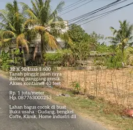Tanah pinggir jalan raya balong panggang gresik