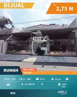 DIJUAL EKS GUEST HOUSE 15 KT ADA KOLAM RENANG AREA SULFAT, MALANG