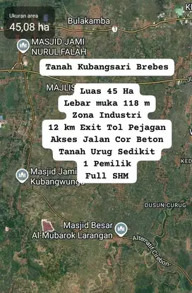 Tanah zona industri Brebes murah strategis