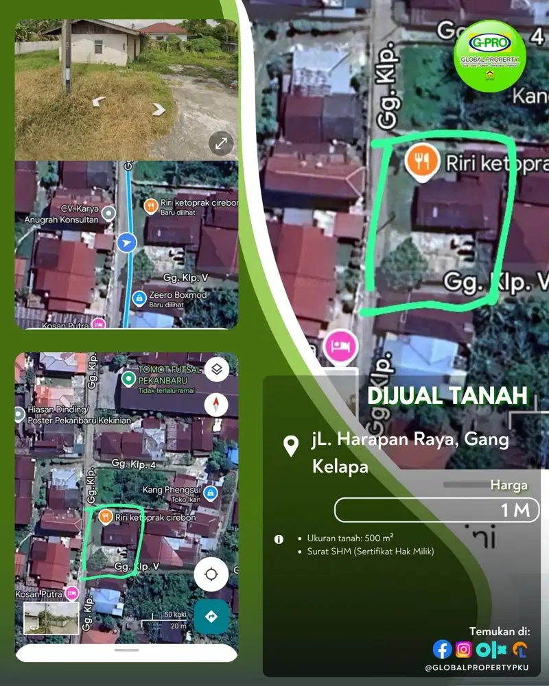 Dijual Tanah Daerah Harapan Raya Siap Bangun Tengah Kota!
