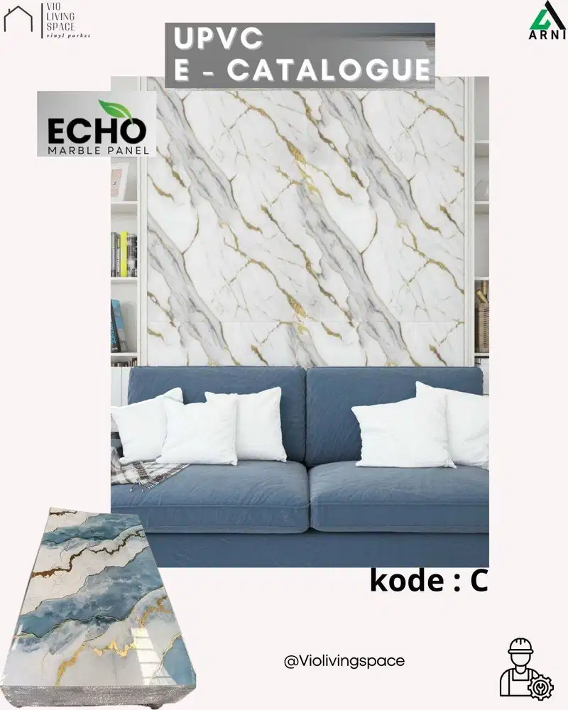 PVC MARMER ECHO KODE C TEBAL 3mm / PVC MARBLE / Dekorasi Dinding