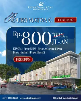 Promo Ruko 2 Lantai Murah Siap Usaha di Citra Indah City Cileungsi