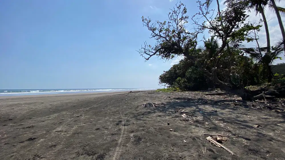 Beach front luasan kecil zona pariwisata di pinggir jalan utama