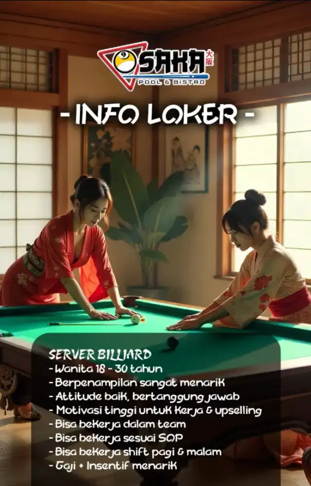 Dibutuhkan waitres / waiter/ score girl